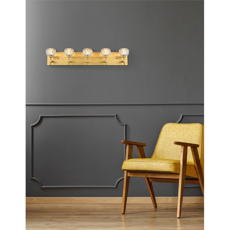 Elegant Lighting Graham 5-Light Modern Crystal Wall Sconce in Gold