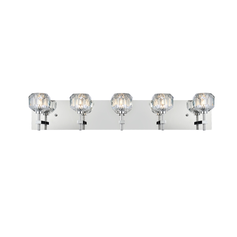 Elegant Lighting Graham 5-Light Crystal/Iron Wall Sconce in Chrome