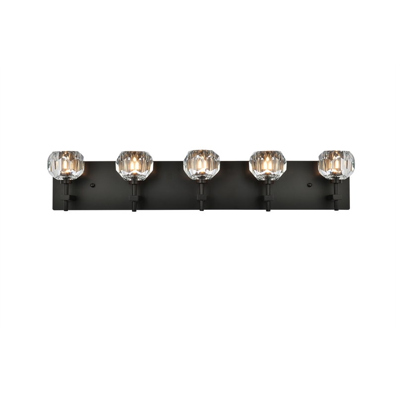 Elegant Lighting Graham 5-Light Crystal/Iron Wall Sconce in Black
