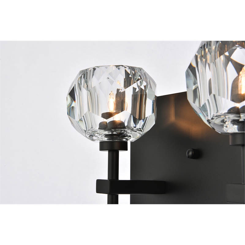 Elegant Lighting Graham 5-Light Crystal/Iron Wall Sconce in Black