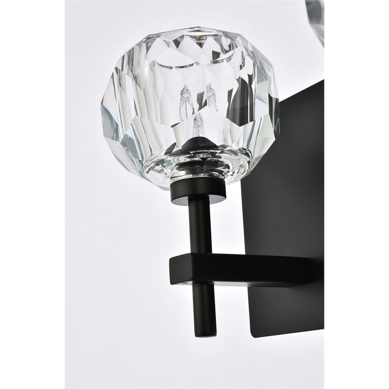 Elegant Lighting Graham 5-Light Crystal/Iron Wall Sconce in Black