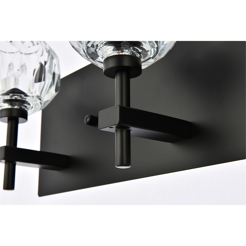 Elegant Lighting Graham 5-Light Crystal/Iron Wall Sconce in Black