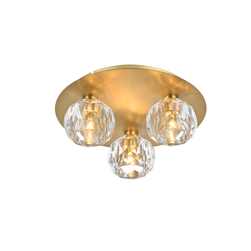 Elegant Lighting Graham 3-Light Crystal/Iron Ceiling Lamp in Gold