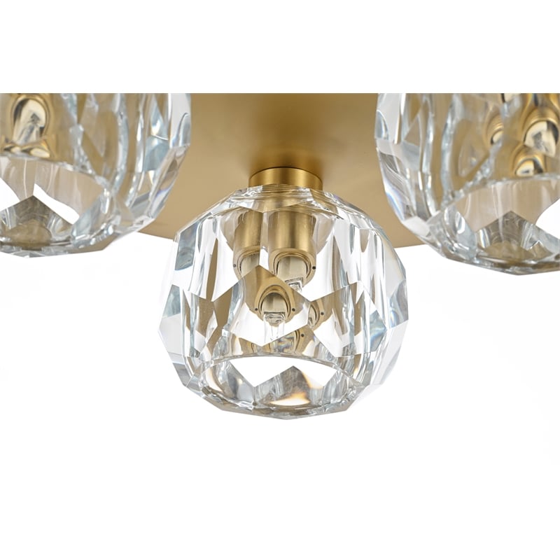 Elegant Lighting Graham 3-Light Crystal/Iron Ceiling Lamp in Gold