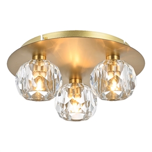 Elegant Lighting Graham 3-Light Crystal/Iron Ceiling Lamp in Gold
