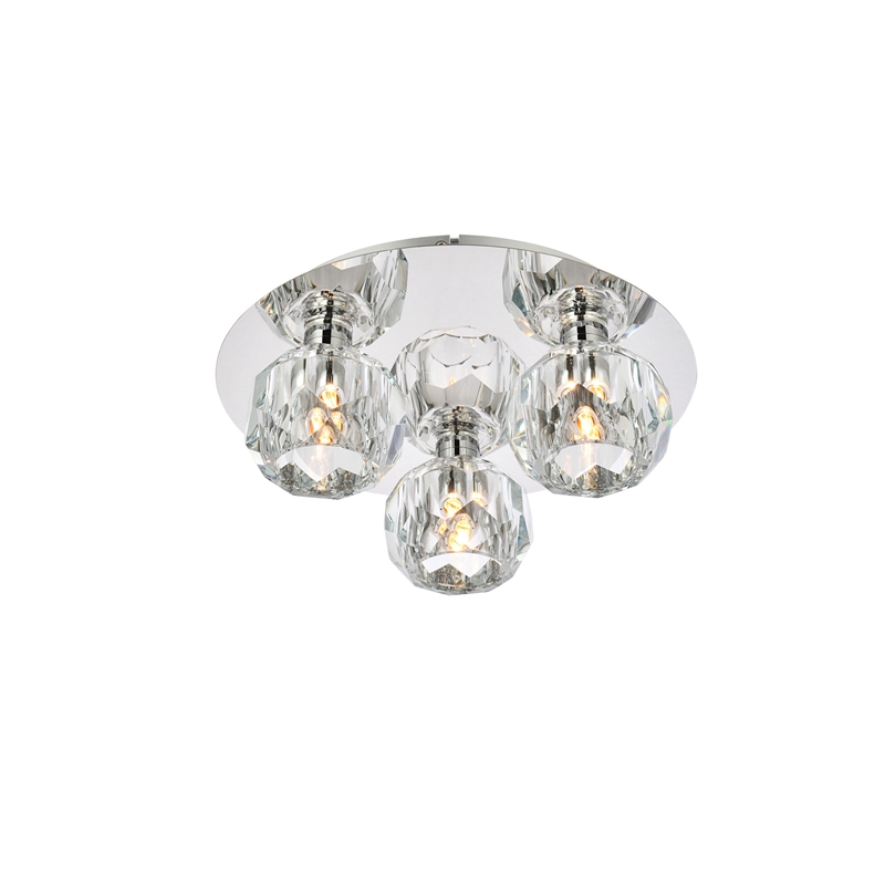 Elegant Lighting Graham 3-Light Crystal/Iron Ceiling Lamp in Chrome