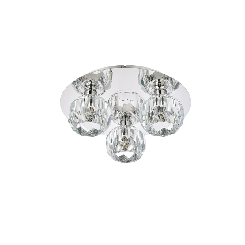 Elegant Lighting Graham 3-Light Crystal/Iron Ceiling Lamp in Chrome