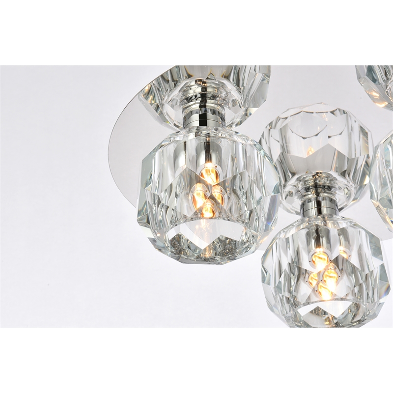 Elegant Lighting Graham 3-Light Crystal/Iron Ceiling Lamp in Chrome
