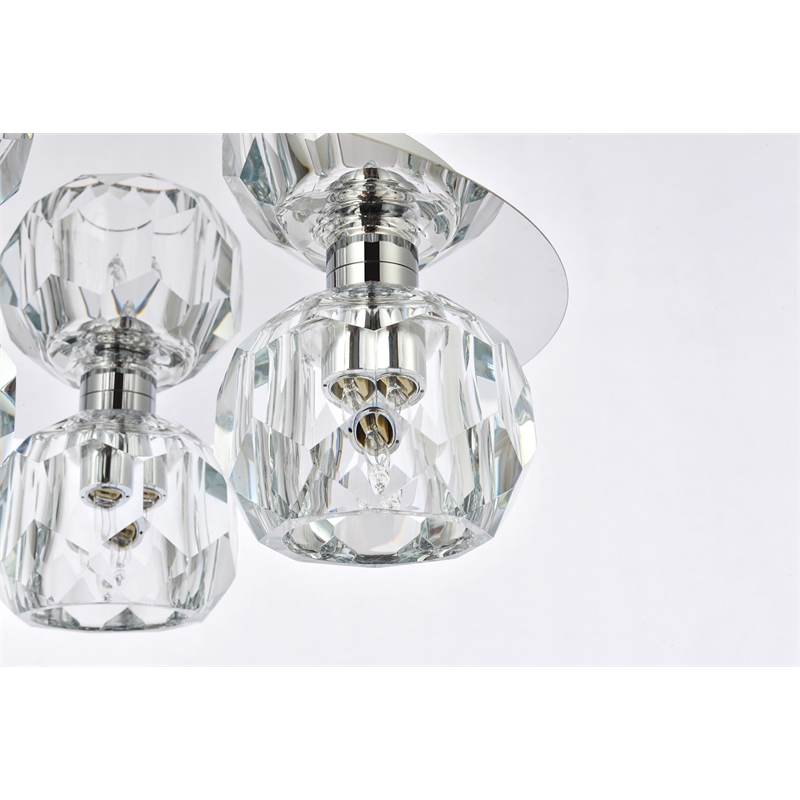 Elegant Lighting Graham 3-Light Crystal/Iron Ceiling Lamp in Chrome