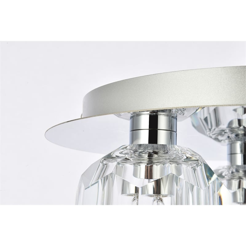 Elegant Lighting Graham 3-Light Crystal/Iron Ceiling Lamp in Chrome