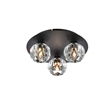 Elegant Lighting Graham 3-Light Crystal/Iron Ceiling Lamp in Black