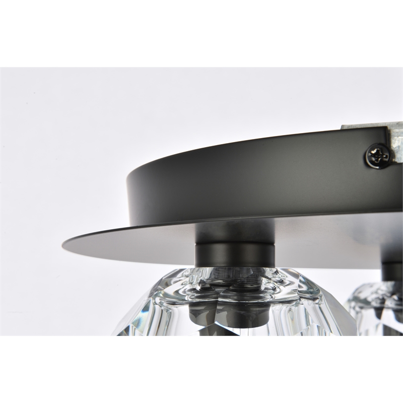 Elegant Lighting Graham 3-Light Crystal/Iron Ceiling Lamp in Black