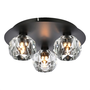 Elegant Lighting Graham 3-Light Crystal/Iron Ceiling Lamp in Black