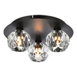 Elegant Lighting Graham 3-Light Crystal/Iron Ceiling Lamp in Black