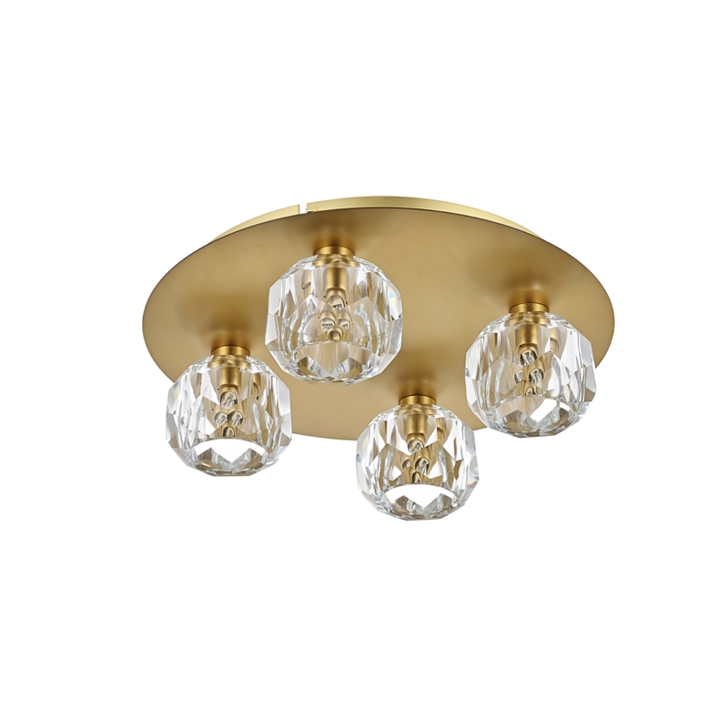 Elegant Lighting Graham 4-Light Crystal/Iron Ceiling Lamp in Gold