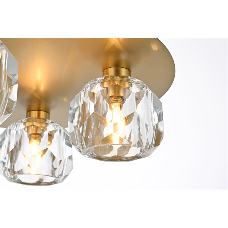 Elegant Lighting Graham 4-Light Crystal/Iron Ceiling Lamp in Gold