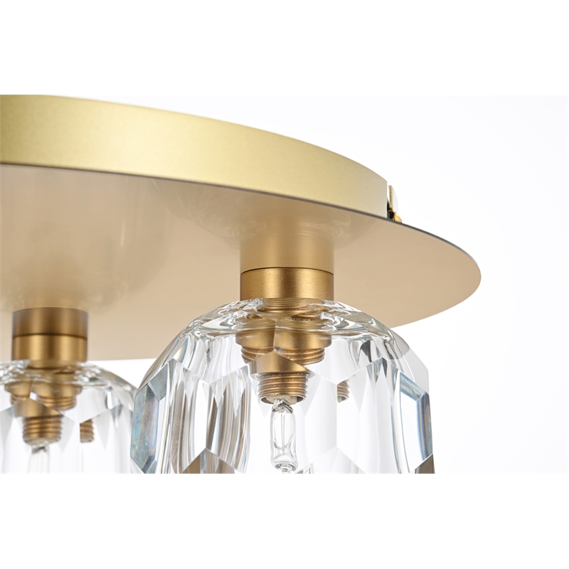 Elegant Lighting Graham 4-Light Crystal/Iron Ceiling Lamp in Gold