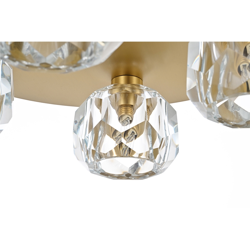 Elegant Lighting Graham 4-Light Crystal/Iron Ceiling Lamp in Gold