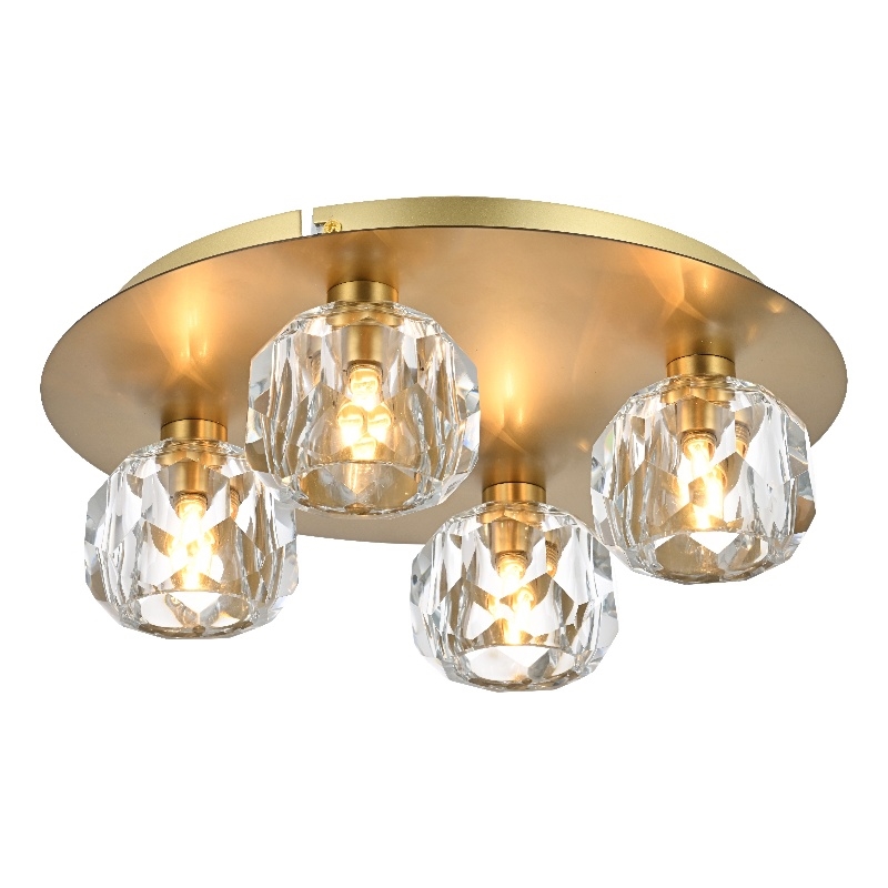Elegant Lighting Graham 4-Light Crystal/Iron Ceiling Lamp in Gold