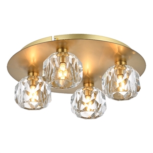 Elegant Lighting Graham 4-Light Crystal/Iron Ceiling Lamp in Gold