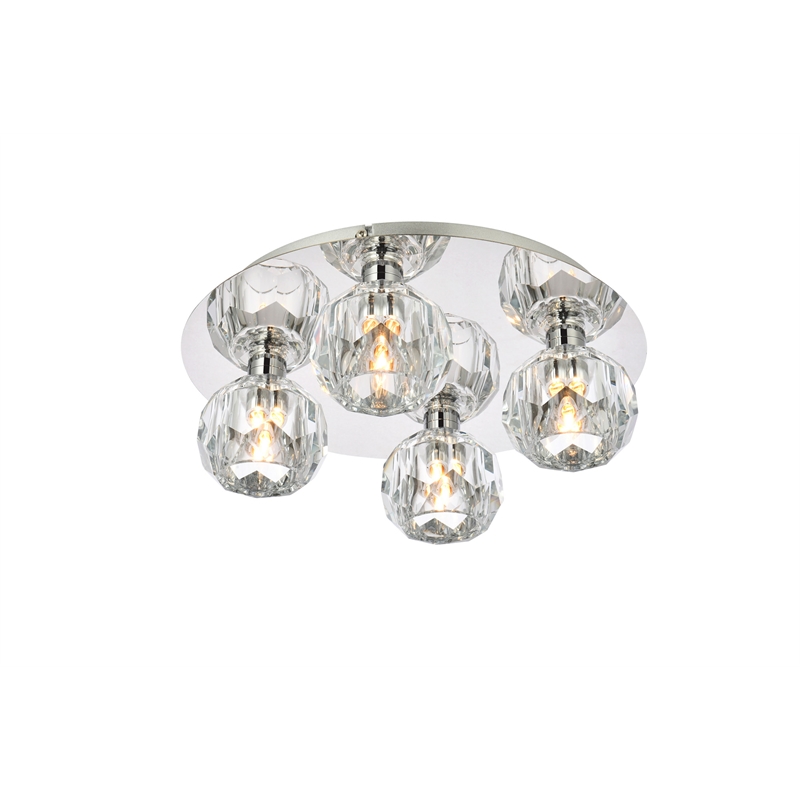 Elegant Lighting Graham 4-Light Crystal/Iron Ceiling Lamp in Chrome
