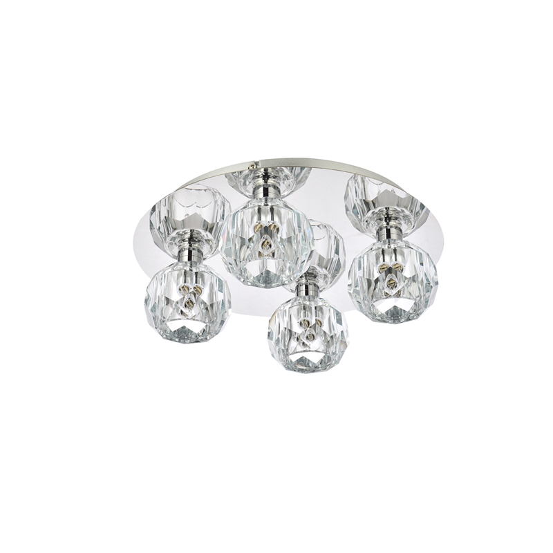 Elegant Lighting Graham 4-Light Crystal/Iron Ceiling Lamp in Chrome