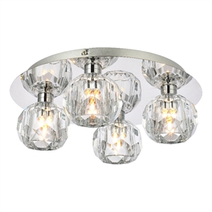 Elegant Lighting Graham 4-Light Crystal/Iron Ceiling Lamp in Chrome