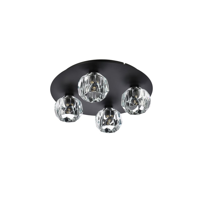 Elegant Lighting Graham 4-Light Crystal/Iron Ceiling Lamp in Black