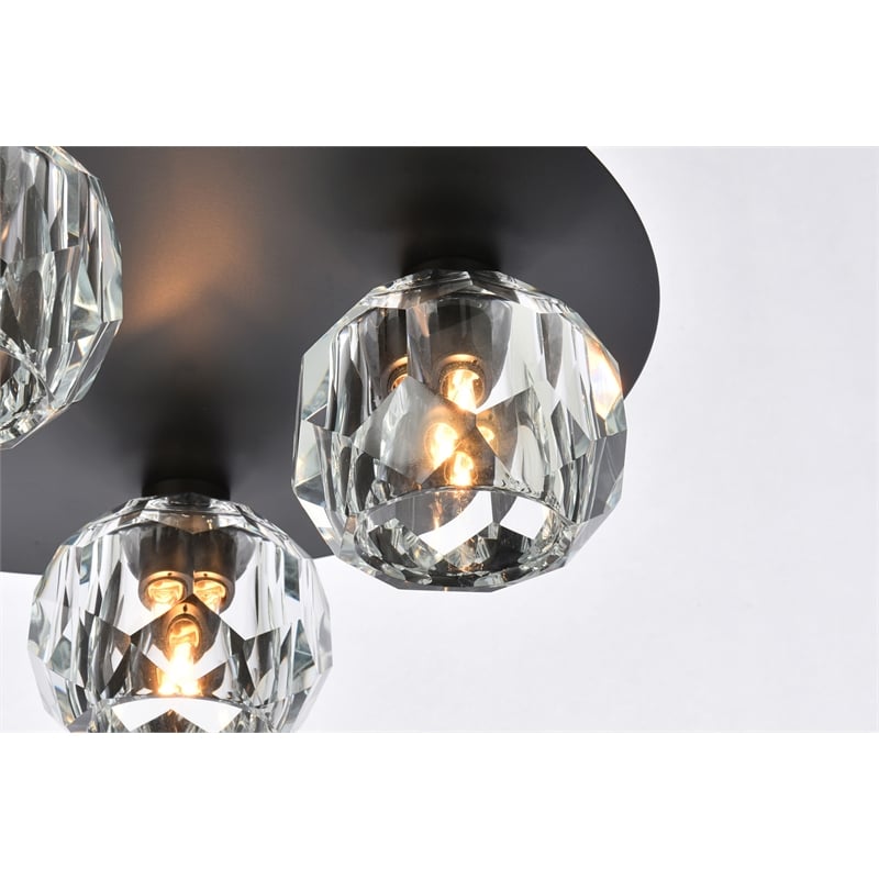 Elegant Lighting Graham 4-Light Crystal/Iron Ceiling Lamp in Black