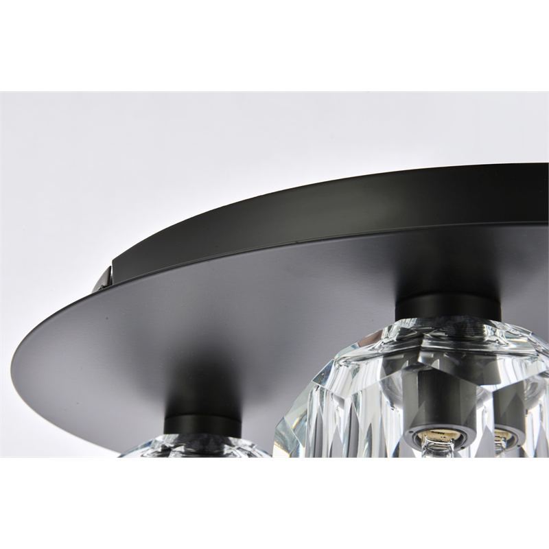 Elegant Lighting Graham 4-Light Crystal/Iron Ceiling Lamp in Black
