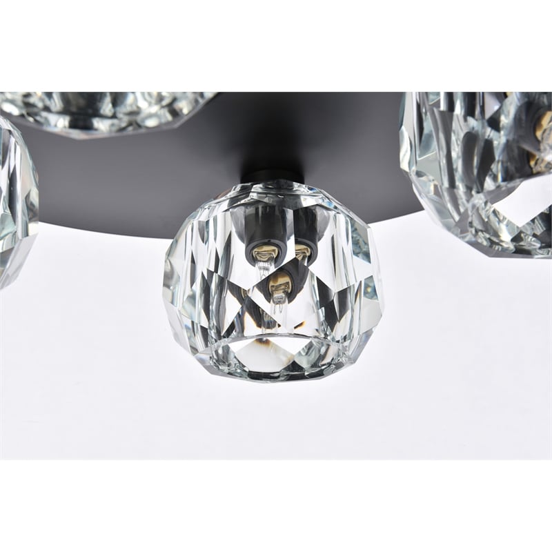 Elegant Lighting Graham 4-Light Crystal/Iron Ceiling Lamp in Black