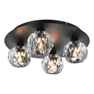 Elegant Lighting Graham 4-Light Crystal/Iron Ceiling Lamp in Black