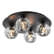 Elegant Lighting Graham 4-Light Crystal/Iron Ceiling Lamp in Black