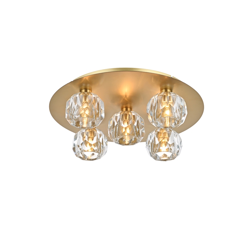 Elegant Lighting Graham 5-Light Crystal/Iron Ceiling Lamp in Gold