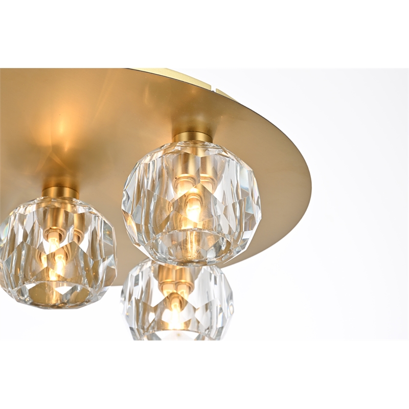 Elegant Lighting Graham 5-Light Crystal/Iron Ceiling Lamp in Gold
