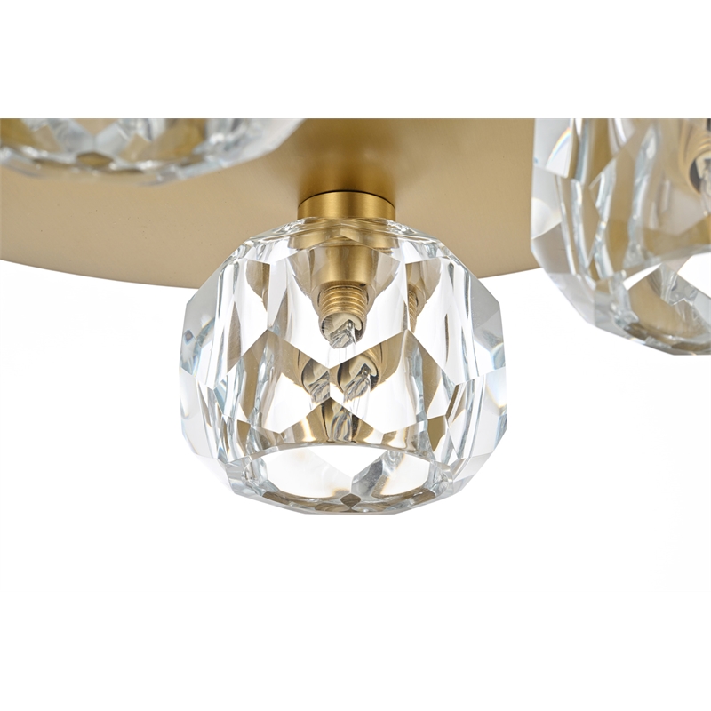 Elegant Lighting Graham 5-Light Crystal/Iron Ceiling Lamp in Gold