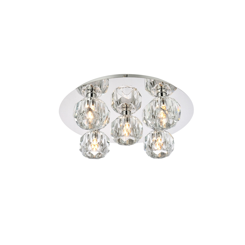 Elegant Lighting Graham 5-Light Crystal/Iron Ceiling Lamp in Chrome