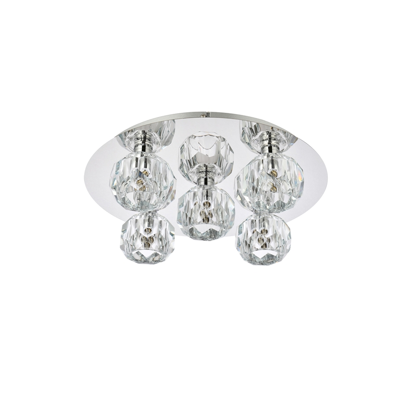 Elegant Lighting Graham 5-Light Crystal/Iron Ceiling Lamp in Chrome