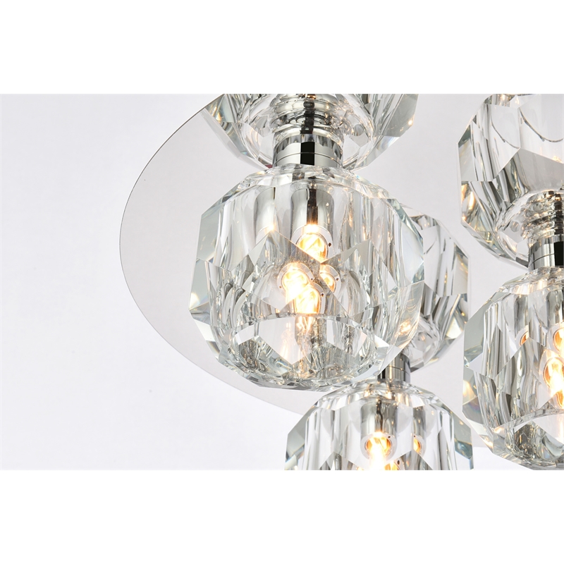 Elegant Lighting Graham 5-Light Crystal/Iron Ceiling Lamp in Chrome