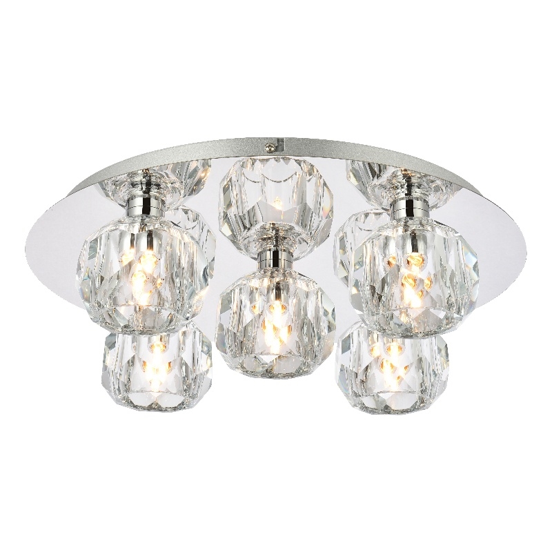 Elegant Lighting Graham 5-Light Crystal/Iron Ceiling Lamp in Chrome