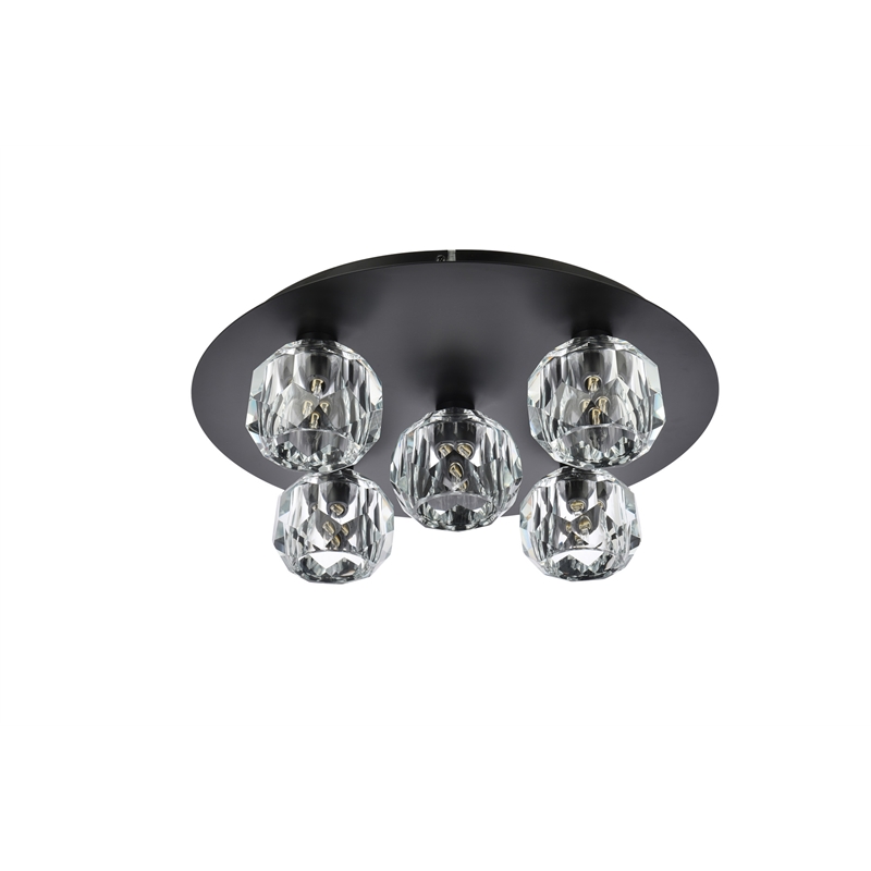 Elegant Lighting Graham 5-Light Crystal/Iron Ceiling Lamp in Black