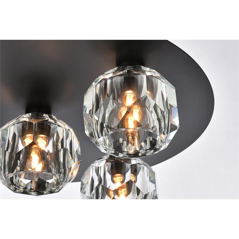 Elegant Lighting Graham 5-Light Crystal/Iron Ceiling Lamp in Black