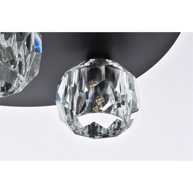 Elegant Lighting Graham 5-Light Crystal/Iron Ceiling Lamp in Black