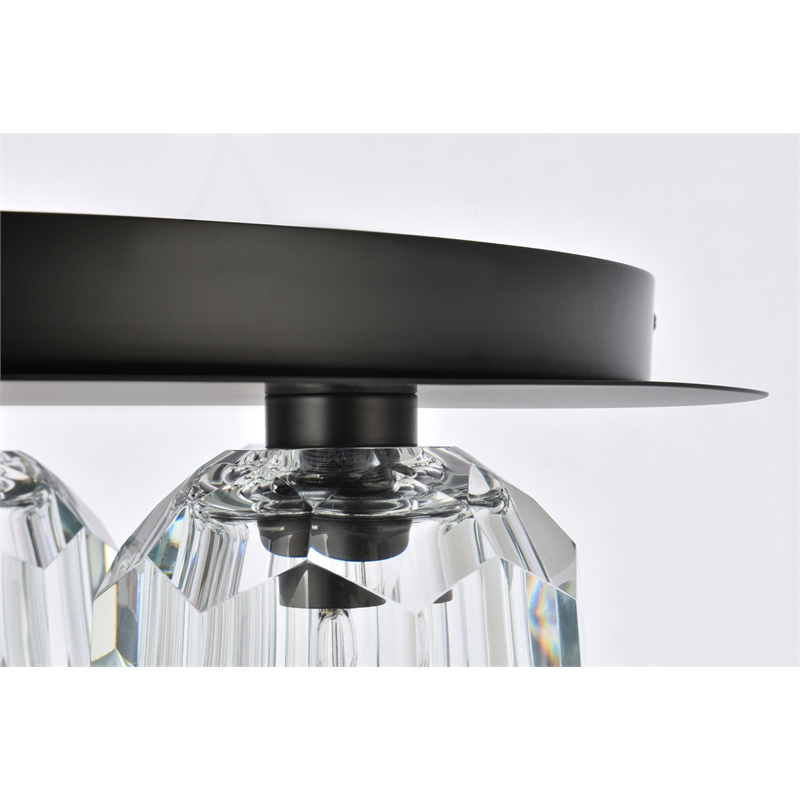 Elegant Lighting Graham 5-Light Crystal/Iron Ceiling Lamp in Black