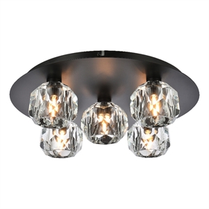 Elegant Lighting Graham 5-Light Crystal/Iron Ceiling Lamp in Black
