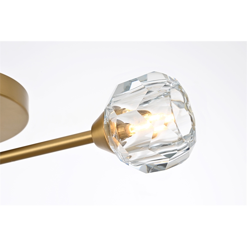 Elegant Lighting Zayne 3-Light Modern Crystal Flush Mount in Gold