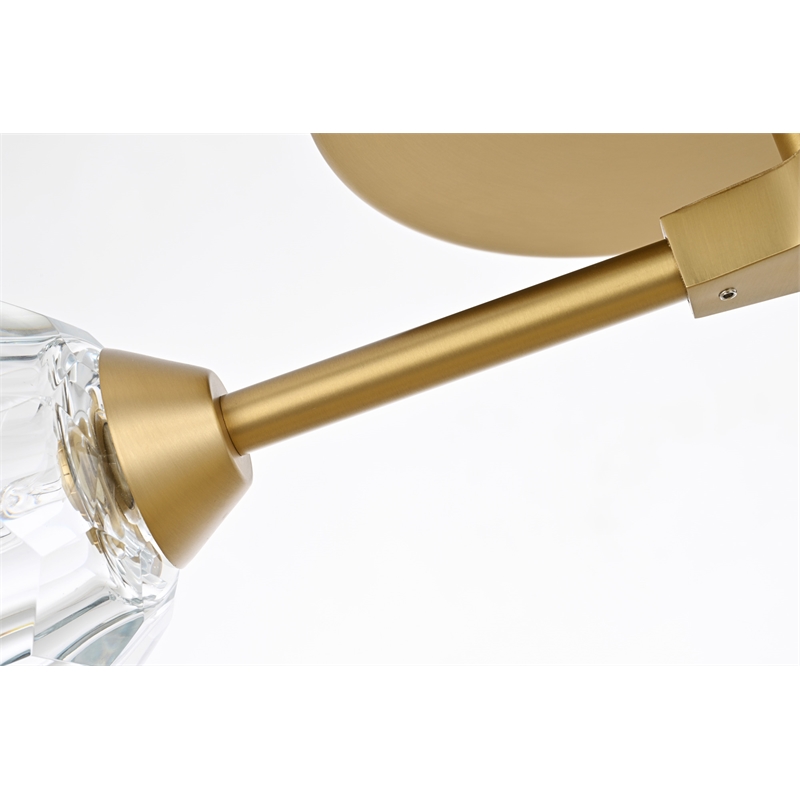 Elegant Lighting Zayne 3-Light Modern Crystal Flush Mount in Gold