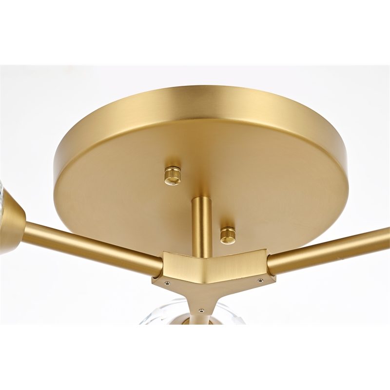 Elegant Lighting Zayne 3-Light Modern Crystal Flush Mount in Gold