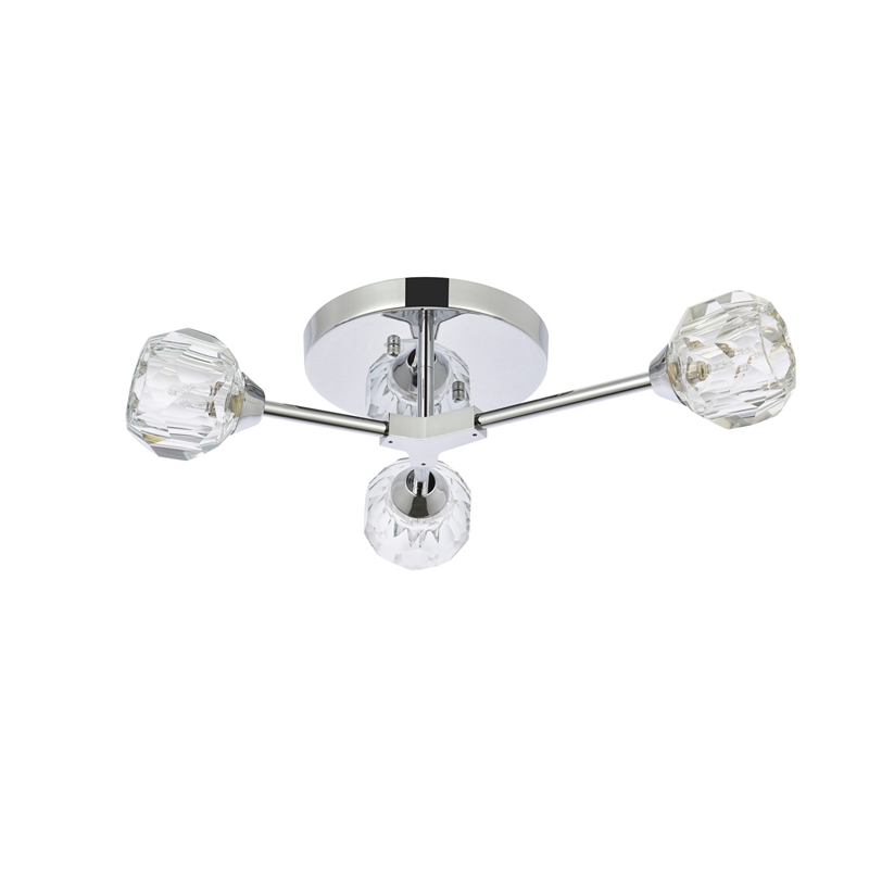 Elegant Lighting Zayne 3-Light Crystal/Iron Flush Mount in Chrome