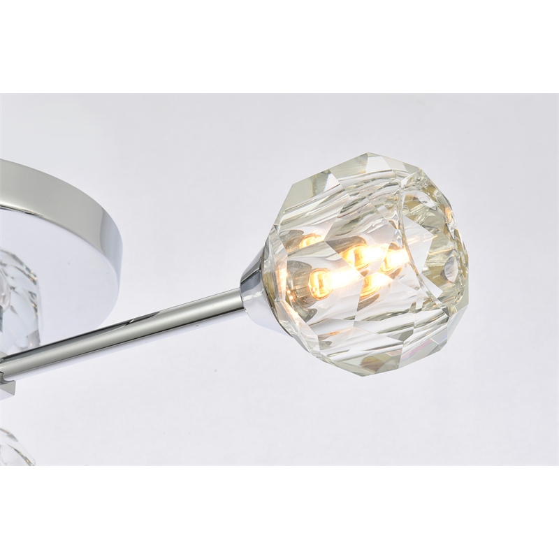 Elegant Lighting Zayne 3-Light Crystal/Iron Flush Mount in Chrome